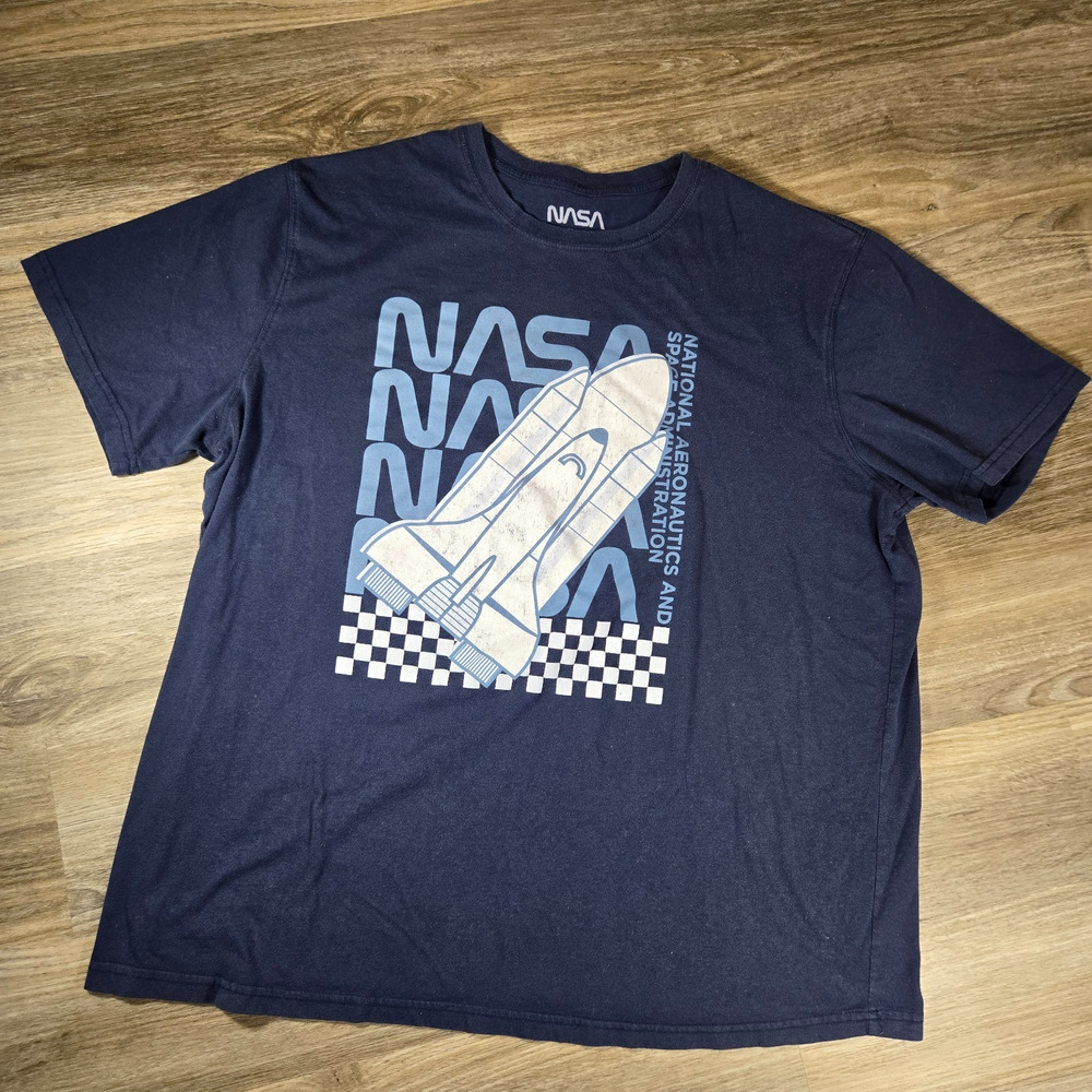 NASA T Shirt Mens 2XLT Blue Official Licensed Big Tall Space Graphic Tee 2XLT